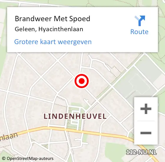 Locatie op kaart van de 112 melding: Brandweer Met Spoed Naar Geleen, Hyacinthenlaan op 7 augustus 2015 00:49