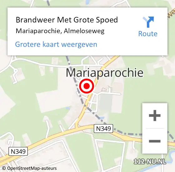 Locatie op kaart van de 112 melding: Brandweer Met Grote Spoed Naar Mariaparochie, Almeloseweg op 7 augustus 2015 02:54