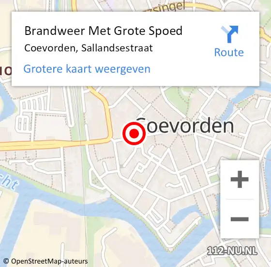 Locatie op kaart van de 112 melding: Brandweer Met Grote Spoed Naar Coevorden, Sallandsestraat op 7 augustus 2015 04:21