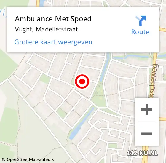 Locatie op kaart van de 112 melding: Ambulance Met Spoed Naar Vught, Madeliefstraat op 7 augustus 2015 06:00