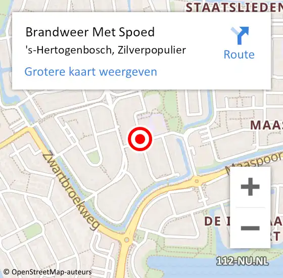 Locatie op kaart van de 112 melding: Brandweer Met Spoed Naar 's-Hertogenbosch, Zilverpopulier op 7 augustus 2015 09:17