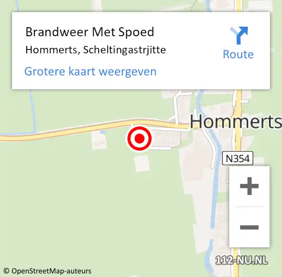 Locatie op kaart van de 112 melding: Brandweer Met Spoed Naar Hommerts, Scheltingastrjitte op 7 augustus 2015 09:57