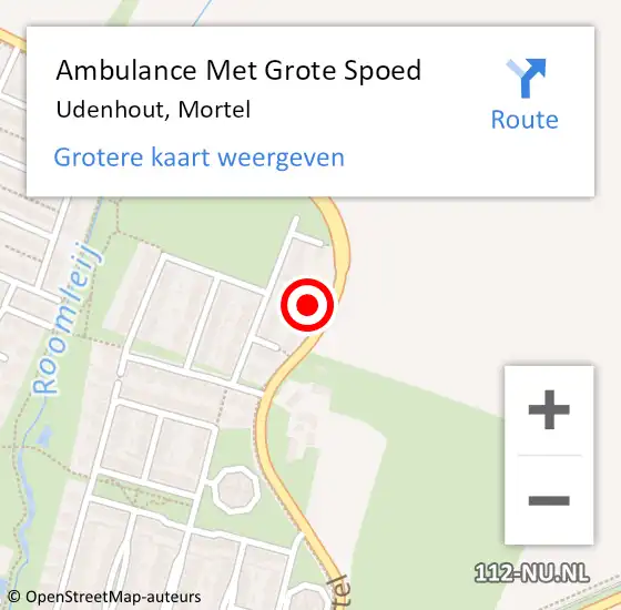 Locatie op kaart van de 112 melding: Ambulance Met Grote Spoed Naar Udenhout, Mortel op 7 augustus 2015 09:59