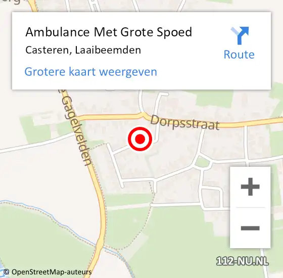 Locatie op kaart van de 112 melding: Ambulance Met Grote Spoed Naar Casteren, Laaibeemden op 7 augustus 2015 10:08