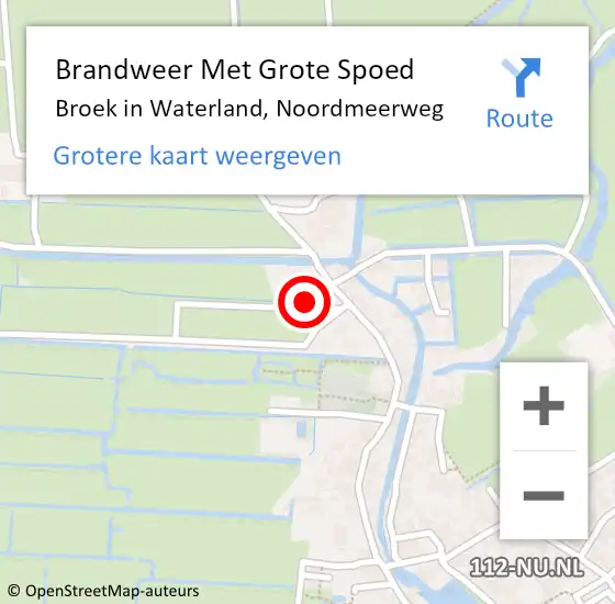 Locatie op kaart van de 112 melding: Brandweer Met Grote Spoed Naar Broek in Waterland, Noordmeerweg op 16 november 2013 15:00