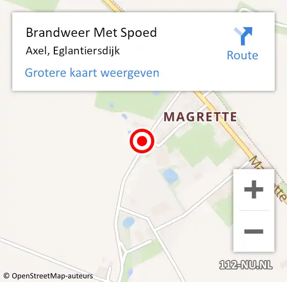 Locatie op kaart van de 112 melding: Brandweer Met Spoed Naar Axel, Eglantiersdijk op 7 augustus 2015 10:33