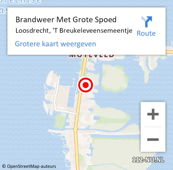 Locatie op kaart van de 112 melding: Brandweer Met Grote Spoed Naar Loosdrecht, 'T Breukeleveensemeentje op 7 augustus 2015 10:46