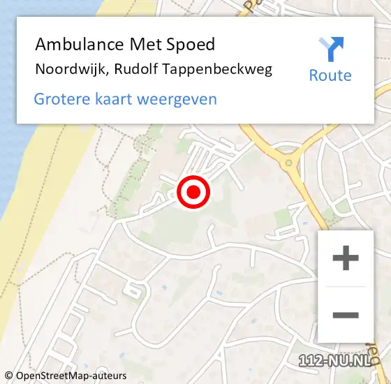 Locatie op kaart van de 112 melding: Ambulance Met Spoed Naar Noordwijk, Rudolf Tappenbeckweg op 7 augustus 2015 11:15