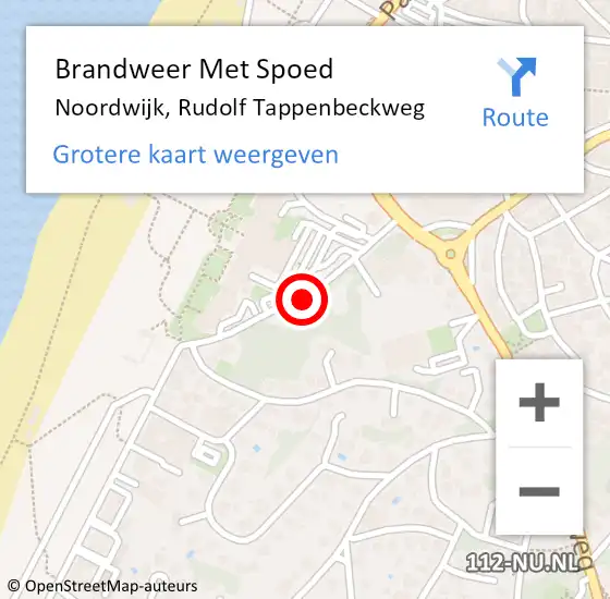 Locatie op kaart van de 112 melding: Brandweer Met Spoed Naar Noordwijk, Rudolf Tappenbeckweg op 7 augustus 2015 11:16