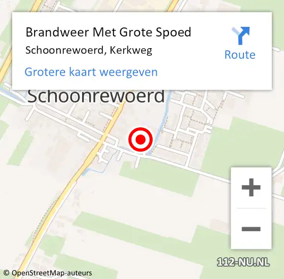 Locatie op kaart van de 112 melding: Brandweer Met Grote Spoed Naar Schoonrewoerd, Kerkweg op 7 augustus 2015 11:38