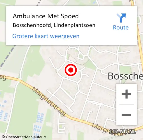 Locatie op kaart van de 112 melding: Ambulance Met Spoed Naar Bosschenhoofd, Lindenplantsoen op 7 augustus 2015 12:01