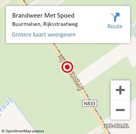 Locatie op kaart van de 112 melding: Brandweer Met Spoed Naar Buurmalsen, Rijksstraatweg op 7 augustus 2015 12:19