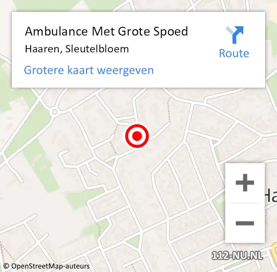 Locatie op kaart van de 112 melding: Ambulance Met Grote Spoed Naar Haaren, Sleutelbloem op 7 augustus 2015 13:17