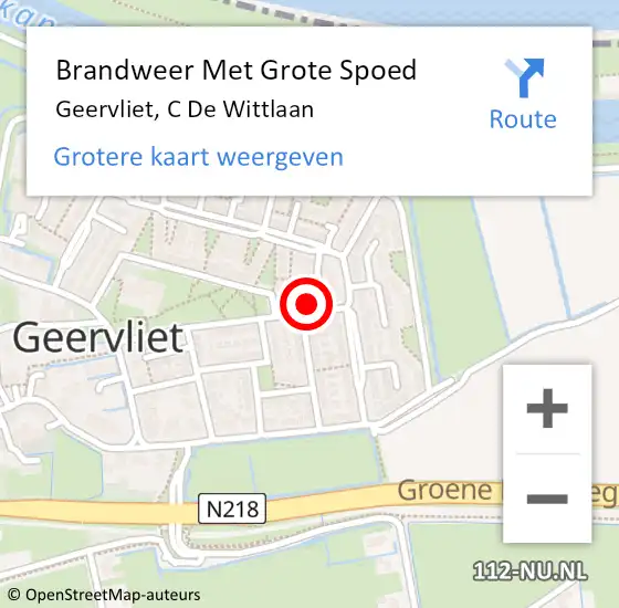 Locatie op kaart van de 112 melding: Brandweer Met Grote Spoed Naar Geervliet, C De Wittlaan op 16 november 2013 15:30