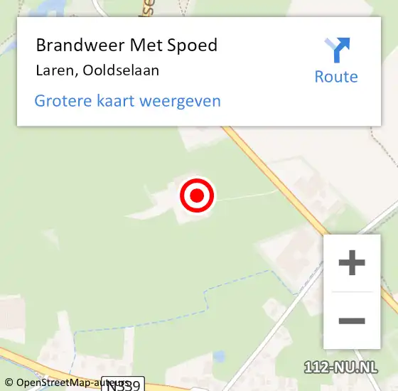 Locatie op kaart van de 112 melding: Brandweer Met Spoed Naar Laren, Ooldselaan op 16 november 2013 15:35