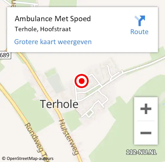 Locatie op kaart van de 112 melding: Ambulance Met Spoed Naar Terhole, Hoofstraat op 7 augustus 2015 14:53