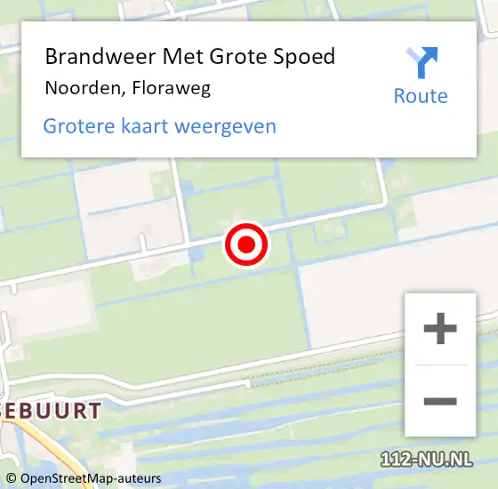 Locatie op kaart van de 112 melding: Brandweer Met Grote Spoed Naar Noorden, Floraweg op 7 augustus 2015 14:55