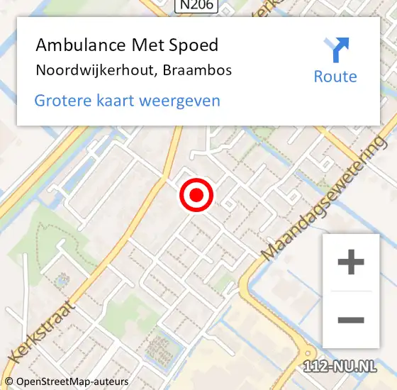Locatie op kaart van de 112 melding: Ambulance Met Spoed Naar Noordwijkerhout, Braambos op 7 augustus 2015 14:56