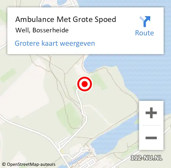 Locatie op kaart van de 112 melding: Ambulance Met Grote Spoed Naar Well, Bosserheide op 7 augustus 2015 15:06