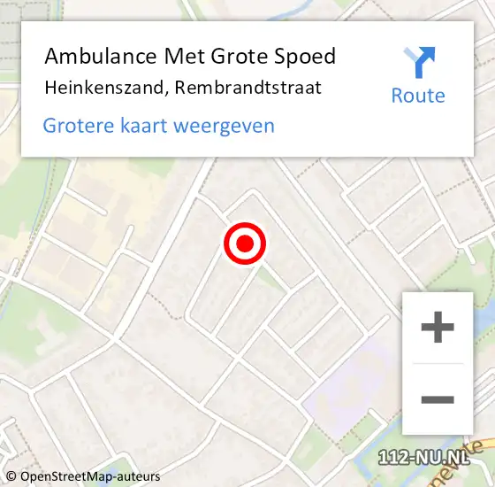 Locatie op kaart van de 112 melding: Ambulance Met Grote Spoed Naar Heinkenszand, Rembrandtstraat op 7 augustus 2015 15:19