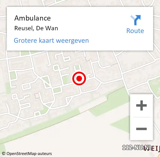 Locatie op kaart van de 112 melding: Ambulance Reusel, De Wan op 7 augustus 2015 15:26