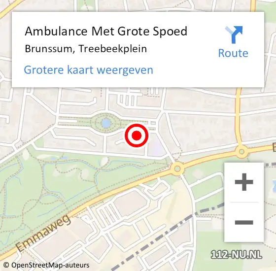 Locatie op kaart van de 112 melding: Ambulance Met Grote Spoed Naar Brunssum, Treebeekplein op 7 augustus 2015 15:27