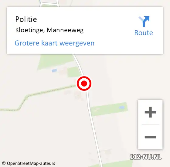 Locatie op kaart van de 112 melding: Politie Kloetinge, Manneeweg op 7 augustus 2015 15:44