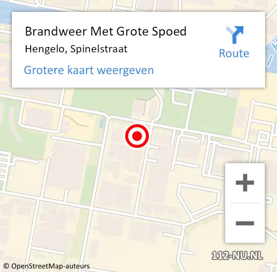 Locatie op kaart van de 112 melding: Brandweer Met Grote Spoed Naar Hengelo, Spinelstraat op 7 augustus 2015 15:48