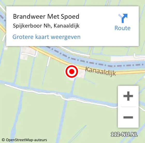 Locatie op kaart van de 112 melding: Brandweer Met Spoed Naar Spijkerboor Nh, Kanaaldijk op 7 augustus 2015 16:00