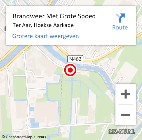 Locatie op kaart van de 112 melding: Brandweer Met Grote Spoed Naar Ter Aar, Hoekse Aarkade op 7 augustus 2015 16:22