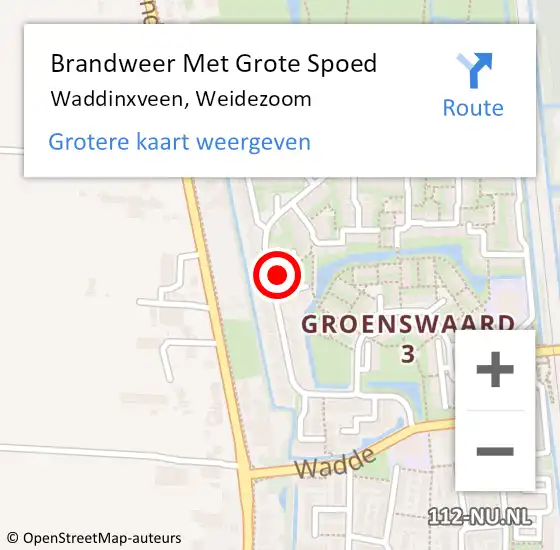 Locatie op kaart van de 112 melding: Brandweer Met Grote Spoed Naar Waddinxveen, Weidezoom op 7 augustus 2015 16:24