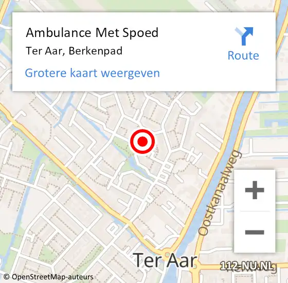 Locatie op kaart van de 112 melding: Ambulance Met Spoed Naar Ter Aar, Berkenpad op 7 augustus 2015 16:28