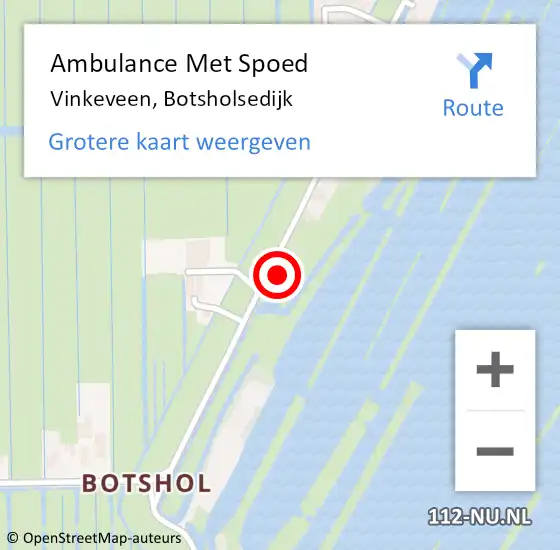 Locatie op kaart van de 112 melding: Ambulance Met Spoed Naar Vinkeveen, Botsholsedijk op 7 augustus 2015 17:46