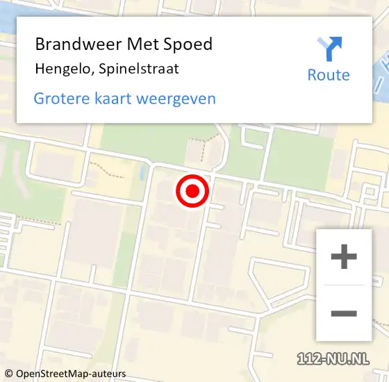 Locatie op kaart van de 112 melding: Brandweer Met Spoed Naar Hengelo, Spinelstraat op 7 augustus 2015 17:51