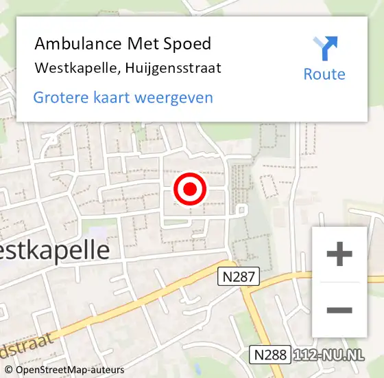 Locatie op kaart van de 112 melding: Ambulance Met Spoed Naar Westkapelle, Huijgensstraat op 7 augustus 2015 18:06