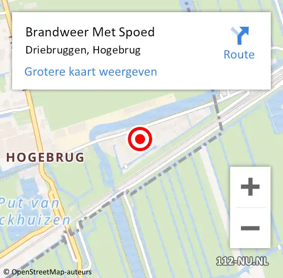 Locatie op kaart van de 112 melding: Brandweer Met Spoed Naar Driebruggen, Hogebrug op 7 augustus 2015 18:16