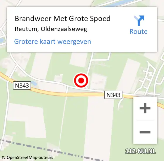 Locatie op kaart van de 112 melding: Brandweer Met Grote Spoed Naar Tubbergen, Oldenzaalseweg op 7 augustus 2015 19:06