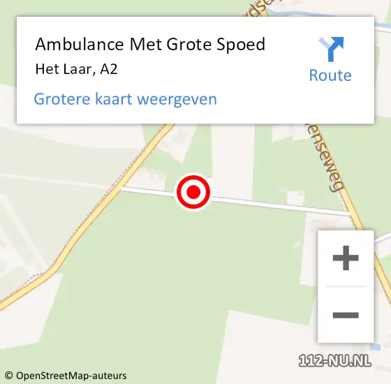 Locatie op kaart van de 112 melding: Ambulance Met Grote Spoed Naar Het Laar, A2 op 7 augustus 2015 20:12