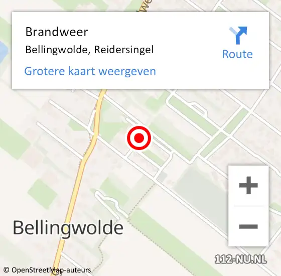 Locatie op kaart van de 112 melding: Brandweer Bellingwolde, Reidersingel op 7 augustus 2015 20:17