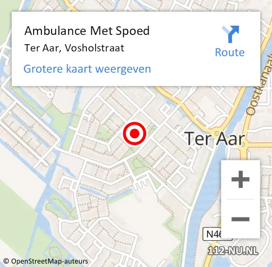 Locatie op kaart van de 112 melding: Ambulance Met Spoed Naar Ter Aar, Vosholstraat op 7 augustus 2015 20:41