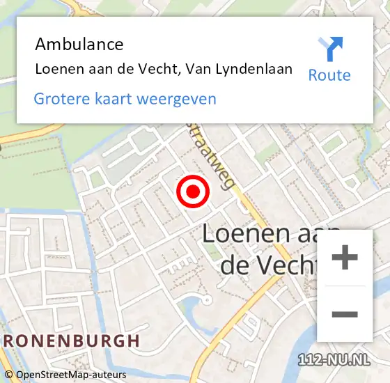 Locatie op kaart van de 112 melding: Ambulance Loenen aan de Vecht, Van Lyndenlaan op 7 augustus 2015 21:03