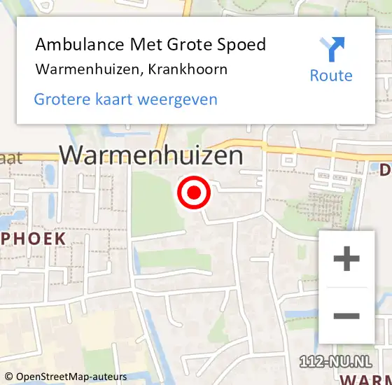 Locatie op kaart van de 112 melding: Ambulance Met Grote Spoed Naar Warmenhuizen, Krankhoorn op 7 augustus 2015 22:07