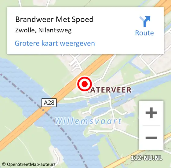 Locatie op kaart van de 112 melding: Brandweer Met Spoed Naar Zwolle, Nilantsweg op 7 augustus 2015 23:41