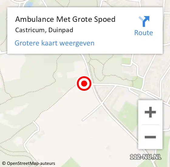 Locatie op kaart van de 112 melding: Ambulance Met Grote Spoed Naar Castricum, Duinpad op 8 augustus 2015 00:41
