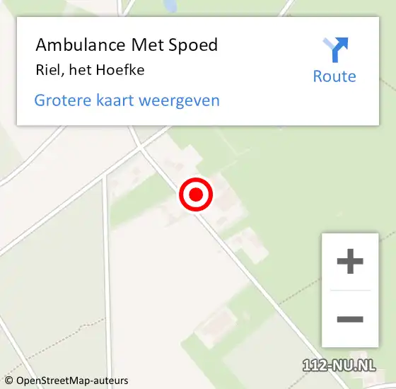 Locatie op kaart van de 112 melding: Ambulance Met Spoed Naar Riel, het Hoefke op 8 augustus 2015 00:58