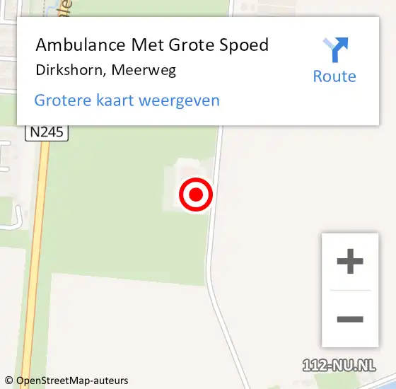 Locatie op kaart van de 112 melding: Ambulance Met Grote Spoed Naar Dirkshorn, Meerweg op 8 augustus 2015 01:13