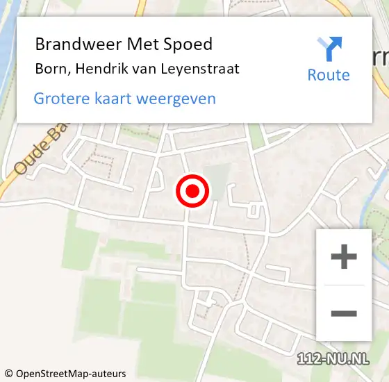 Locatie op kaart van de 112 melding: Brandweer Met Spoed Naar Born, Hendrik van Leyenstraat op 8 augustus 2015 01:21