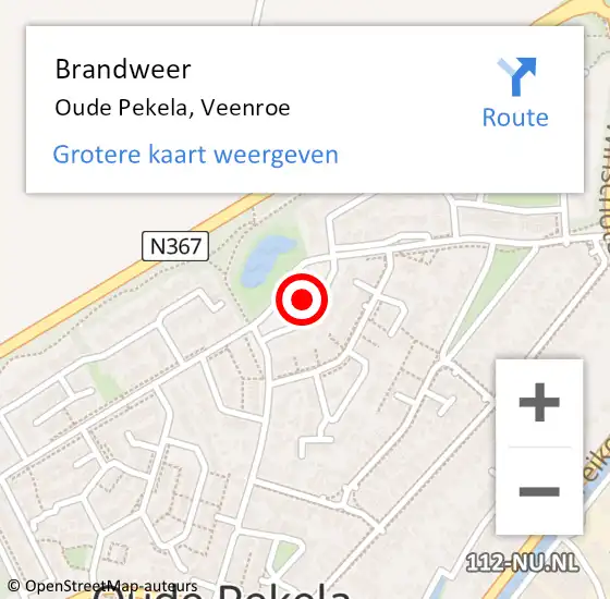 Locatie op kaart van de 112 melding: Brandweer Oude Pekela, Veenroe op 8 augustus 2015 03:41