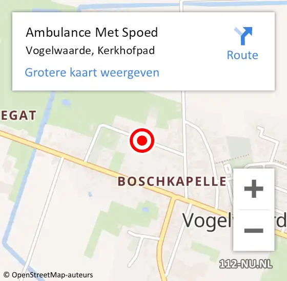 Locatie op kaart van de 112 melding: Ambulance Met Spoed Naar Vogelwaarde, Kerkhofpad op 8 augustus 2015 04:33