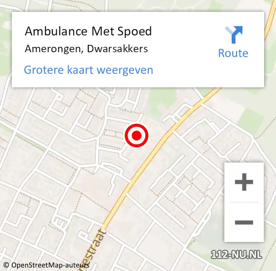 Locatie op kaart van de 112 melding: Ambulance Met Spoed Naar Amerongen, Dwarsakkers op 8 augustus 2015 06:13